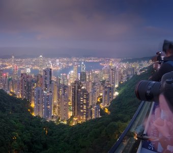 Туристы на пике Виктория, Гонконг