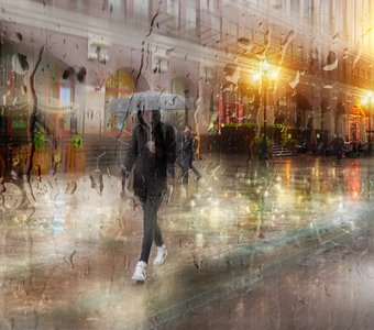 Rain In Moscow, Arbat Street