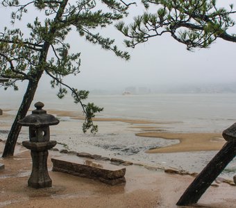Остров Миядзима за пеленой дождя