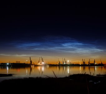 закат на речным портом города Якутск