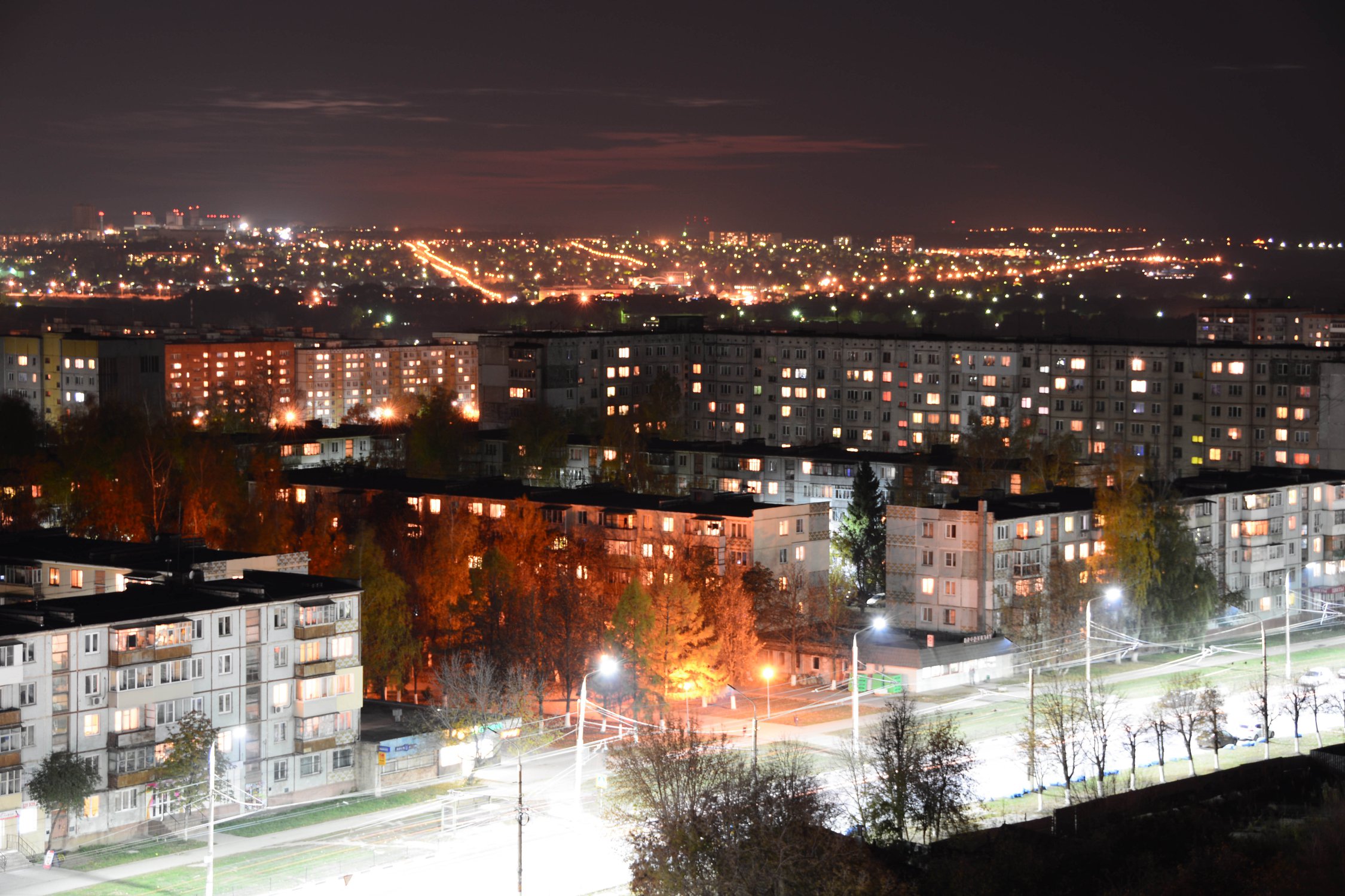 Фото тулы 2023. Кимовск Тульская область ночью.