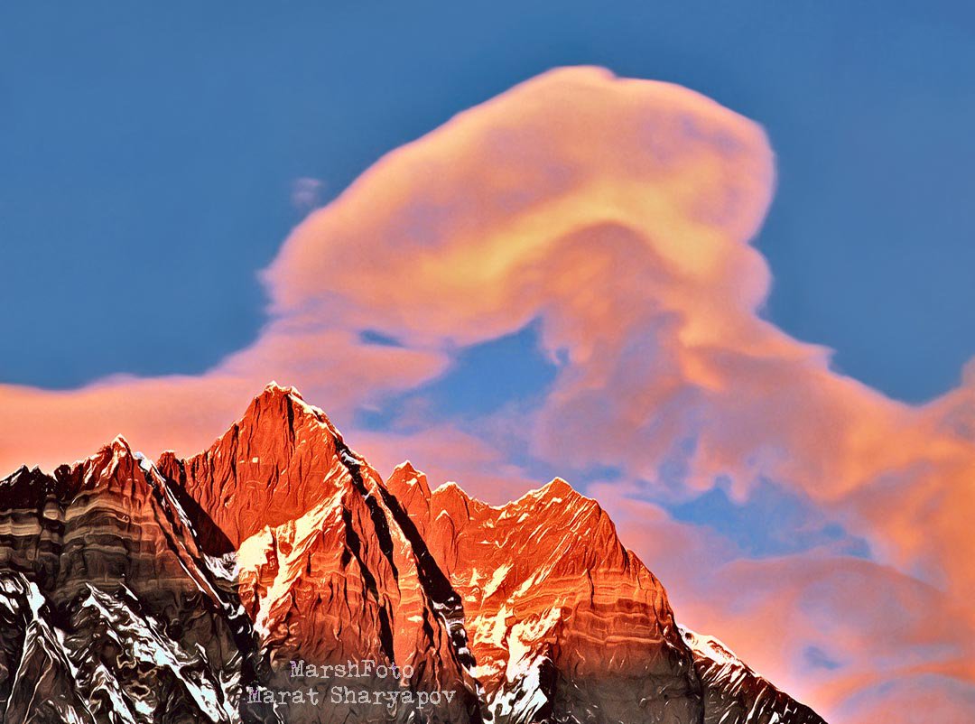 Imaginary Himalayas Mountains.  Mt. Lhotse, Himalayas, Nepal