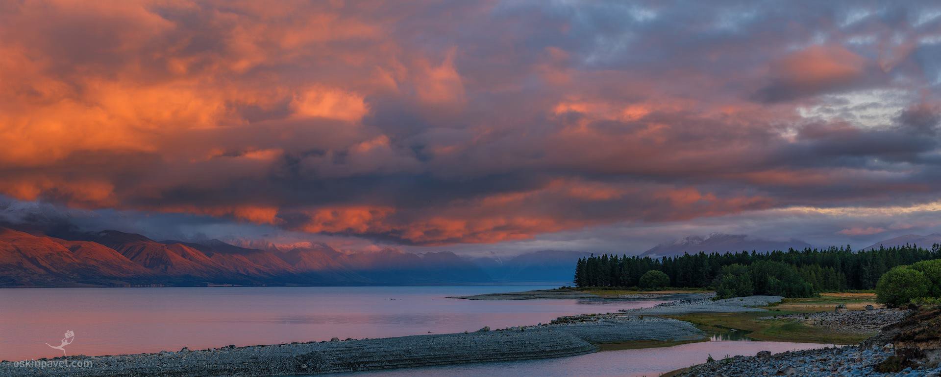 №160. Рассвет на озере Пукаки. Южный остров. Новая Зеландия.