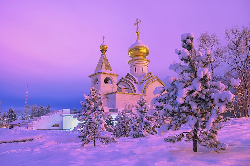 Зимний вечер в Хабаровске