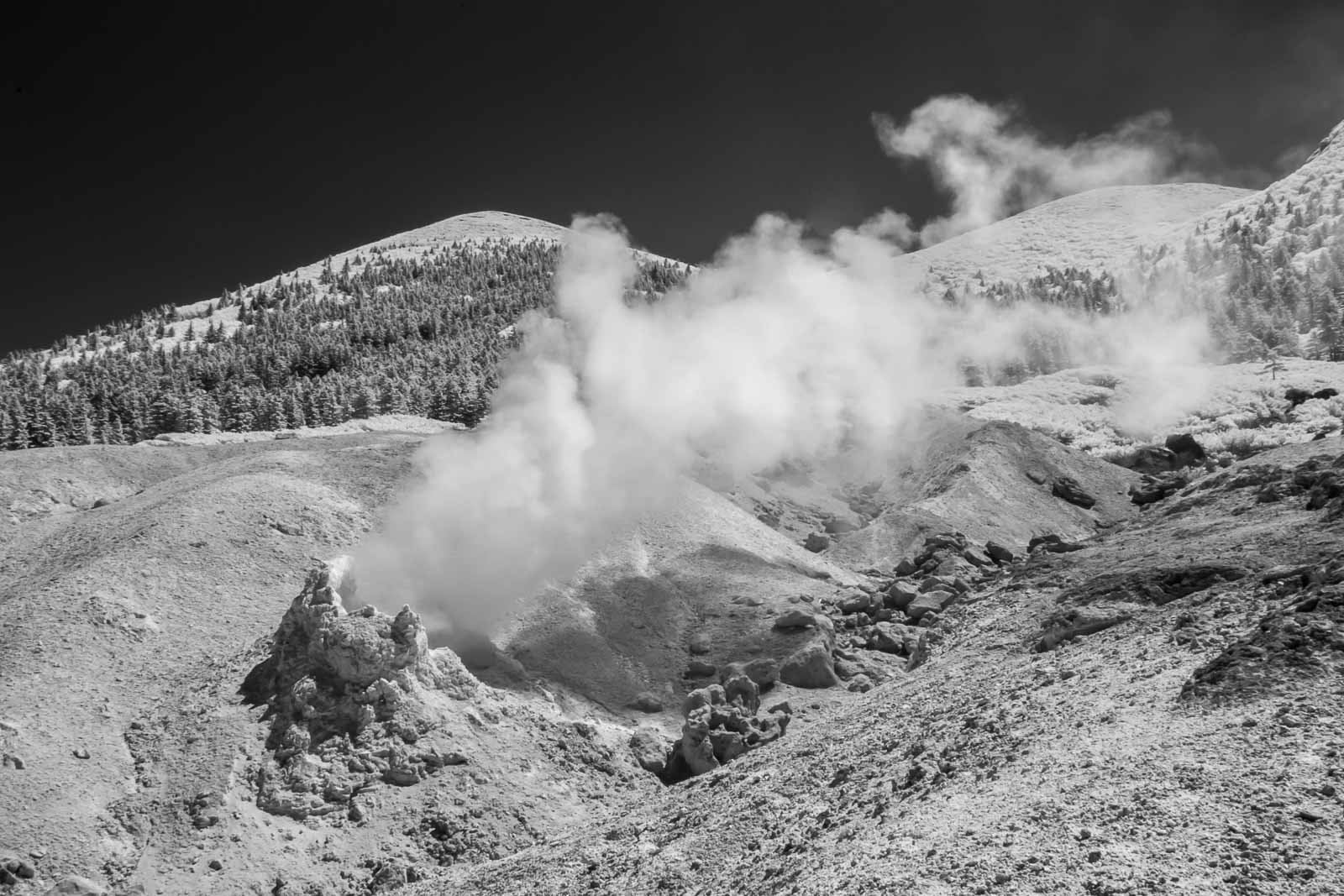 Фумарольное поле вулкана Менделеева. Инфракрасная съемка