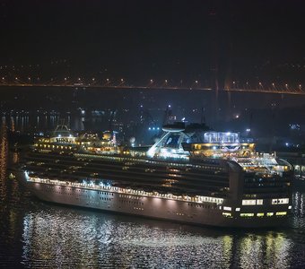 Круизный лайнер Diamond Princess заходит во Владивосток.