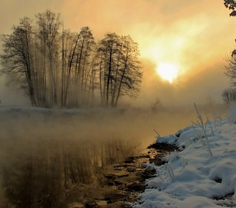 Рассвет на Пехорке зимой
