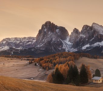 Италия. Доломиты. Перед восходом солнца на плато Alpe Di Siusi.