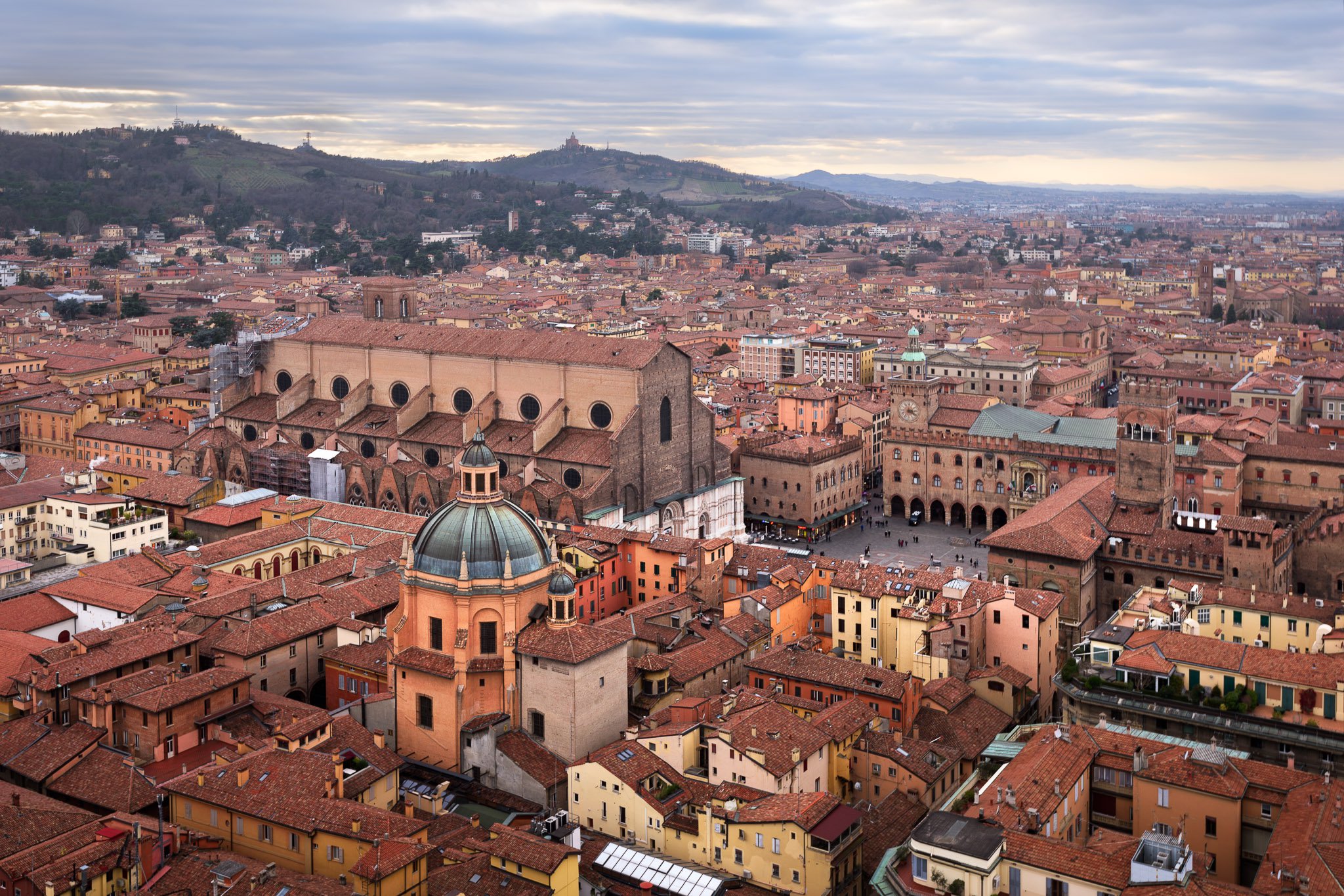 Aerial View of Bologna from Asinelli Tower