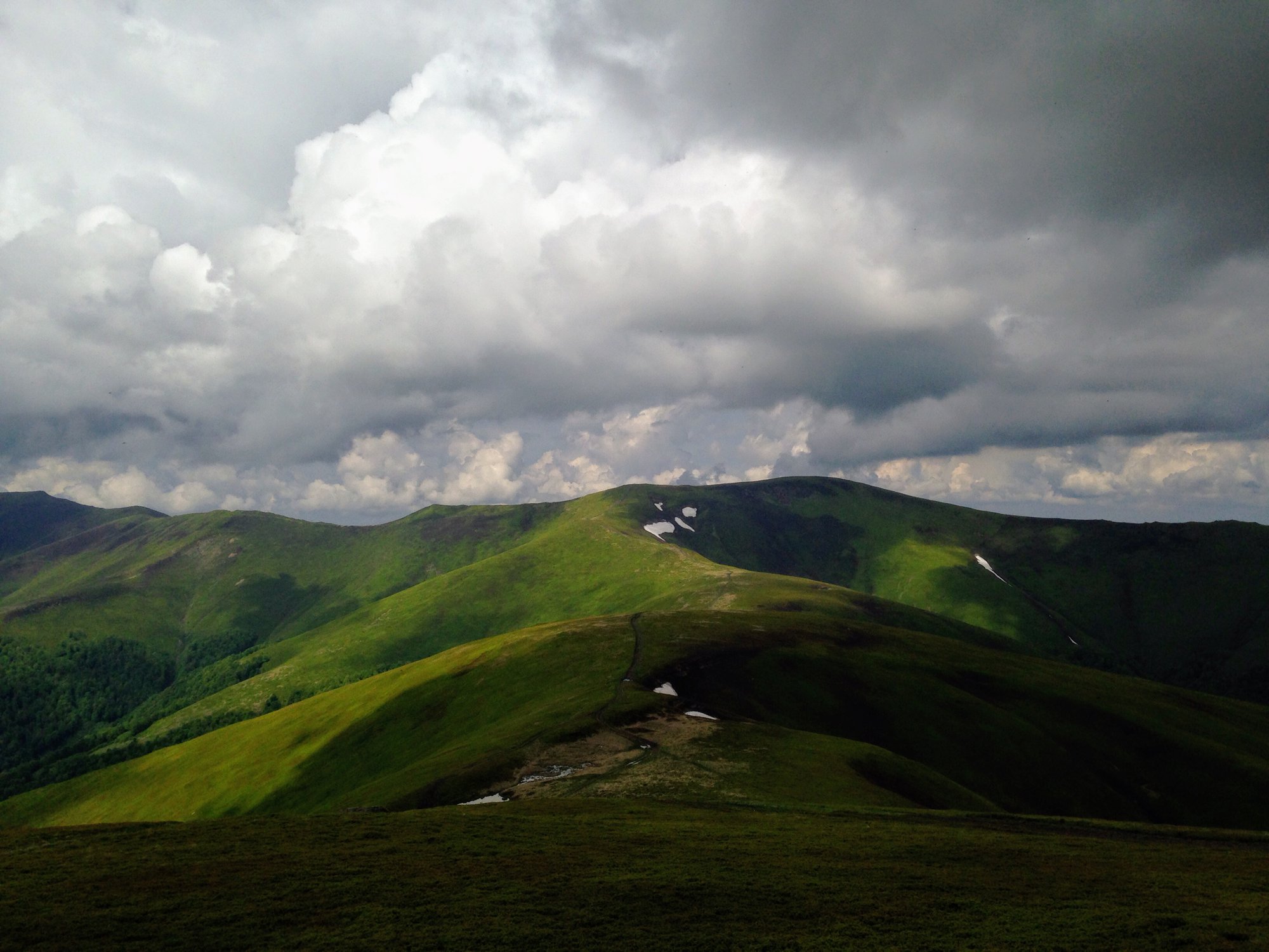 Mountain`s landscape with cloudy sky
