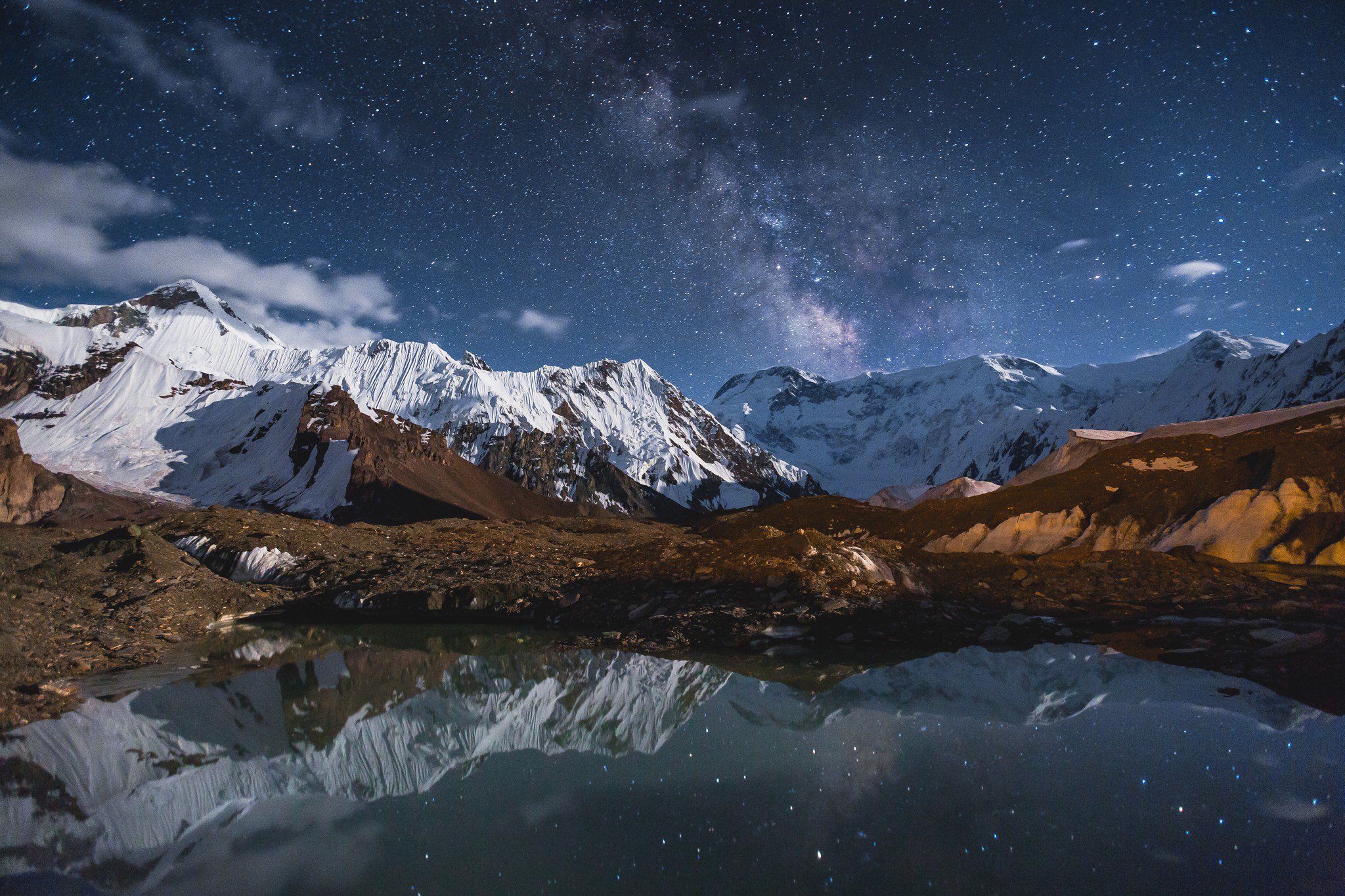 Ночь на леднике Иныльчек, Киргизия