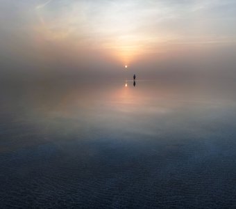 закат на Озере Эльтон