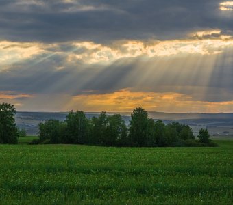 Закат в Оренбургской степи