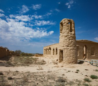Разрушенная саманная мечеть в пустыне Кызылкум.