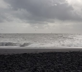 Цветное фото черного пляжа