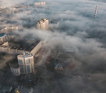Туманный рассвет над городом Иваново