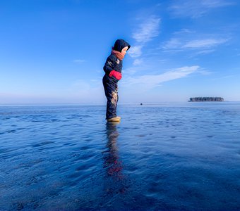Рыбинское водохранилище зимой