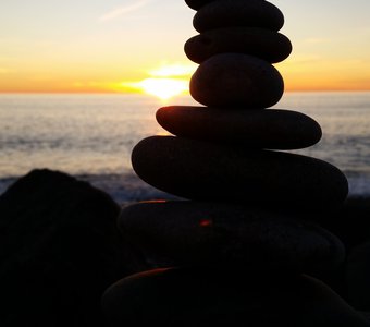 Stone tower on coast