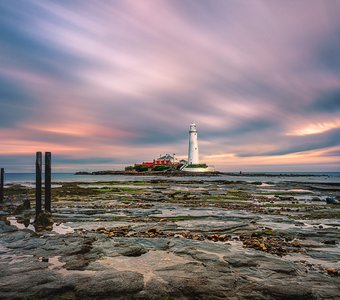 Low tide. Saint Mary's Lighthouse, Whitley Bay, UK