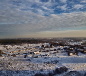 Зимний восход солнца на окраине Киева