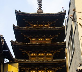 Пагода в закатном свете Киото