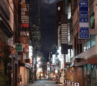 Осака. Ночь. Луна.