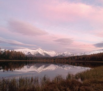 Закат на озере Киделью, горный Алтай