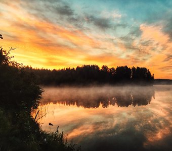 Рассвет на озере Силанде, Ленинградская область