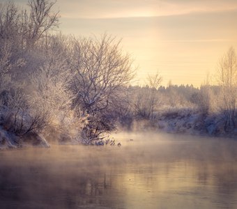 Река Малая Кокшага в туманной тишине