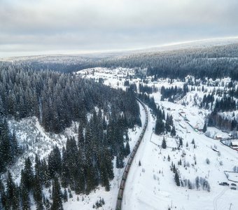 Уходящий в снежную даль