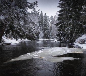 Оредеж река, заснеженные берега