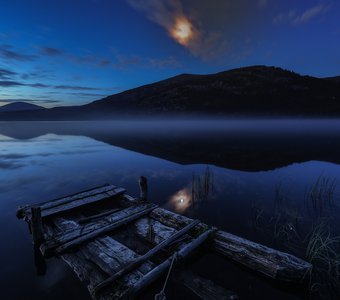 Лунная ночь на озере Маранкуль, Республика Хакасия