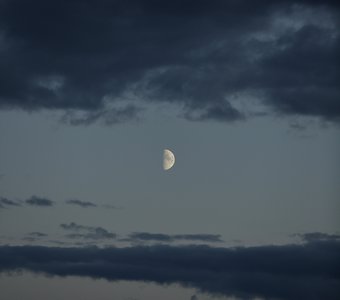 Молодая Луна шагает сквозь облака