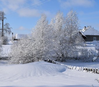 Сибирская деревня зимой.