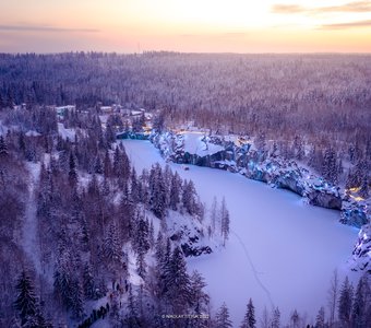 Заснеженный Горный Парк Рускеала