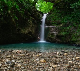 Водопад Ивановский в горах Красной Поляны