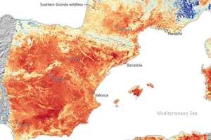Экстремальная жара в Европе видна из космоса