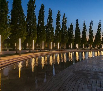 Краснодар, летняя ночь в парке.