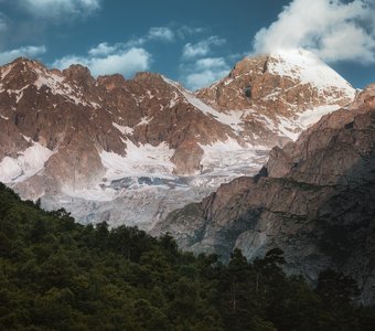 Цейский ледник за ширмой гор