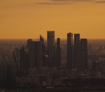 Москва-Сити на закате со смотровой Останкинской башни