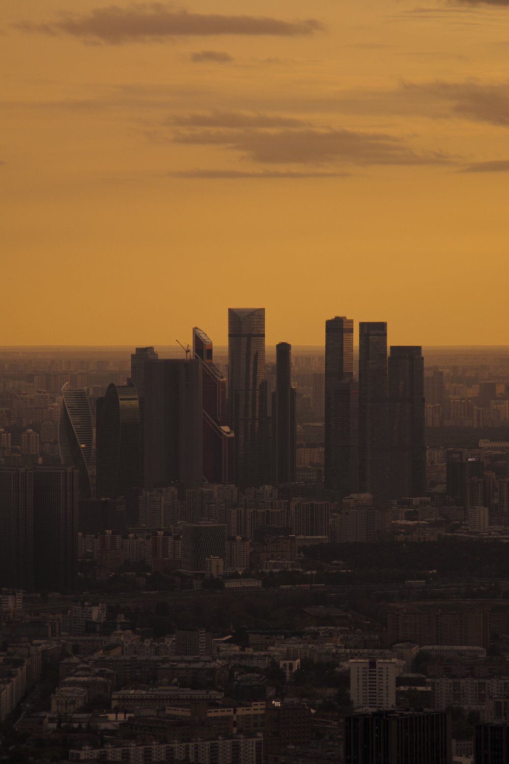 Москва-Сити на закате со смотровой Останкинской башни