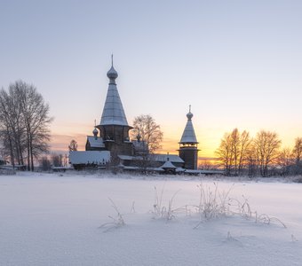 Морозный закат в Филипповском, Архангельская область