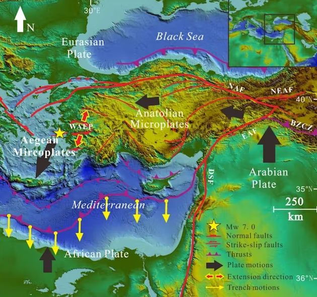 Карта разлома тектонических плит