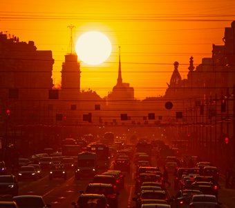 Закат солнца над Невским проспектом, 🌞08 апреля'23🌞