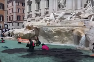 Экоактивисты вылили черную краску в главный фонтан Рима