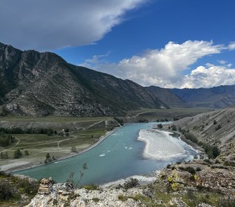 Река Катунь после слияния с Чуей. Онгудайский район, Республика Алтай.