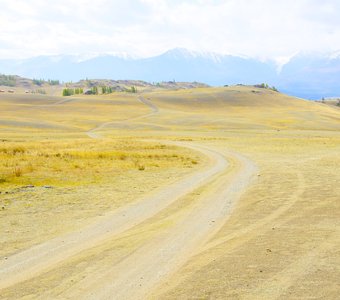 Дорога в степи, Северо-Чуйский хребет, Горный Алтай