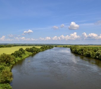 Река Ока в районе села Перемышль, Калужской области