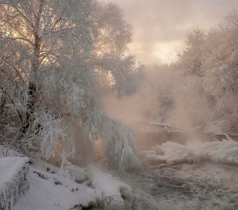 Морозное утро, река Листвянка