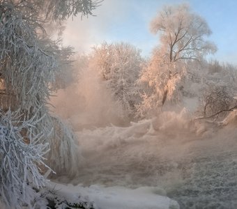 Морозное утро, река Листвянка